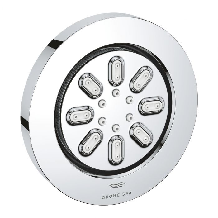 Prysznic okrągły boczny, 2 strumienie d75 mm GROHE RAINSHOWER AQUA EcoJoy ogranicznik przepływu 3.3 l/min, DreamSpray, SpeedClean, strumienie PureRain, ActiveJet chrom | 26801000
