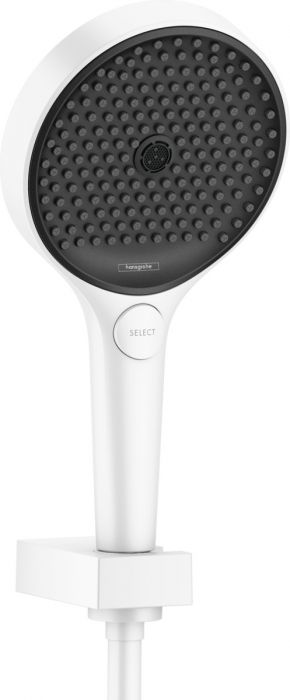 Zestaw prysznicowy 3-strumieniowy HANSGROHE Rainfinity biały matowy w komplecie: słuchawka prysznicowa, wąż prysznicowy, uchwyt | 26852700