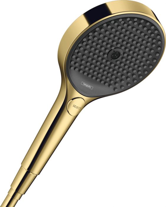 Głowica prysznicowa 3-strumieniowa HANSGROHE Rainfinity 130 3jet metalowa okrągły d132 złota optyczna polerowana | 26864990