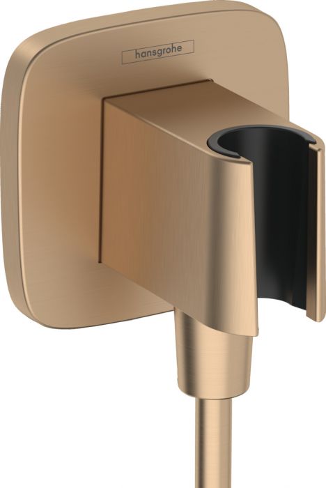 Przyłącze węża z uchwytem prysznicowym HANSGROHE FixFit Q z tworzywa 90 x 90 x 81 mm brąz szczotkowany | 26887140