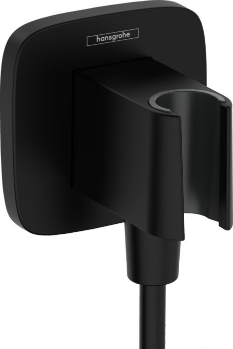 Przyłącze węża z uchwytem prysznicowym HANSGROHE FixFit Q z tworzywa 90 x 90 x 81 mm czarne matowe | 26887670