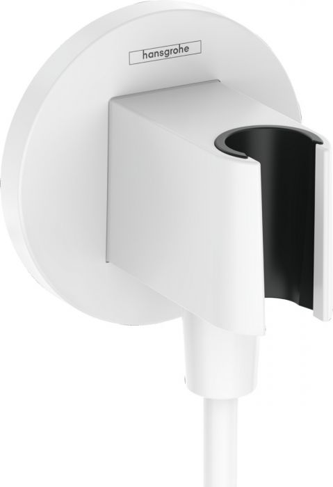 Przyłącze węża z uchwytem prysznicowym HANSGROHE FixFit S z tworzywa 95 x 95 x 81 mm białe mat | 26888700