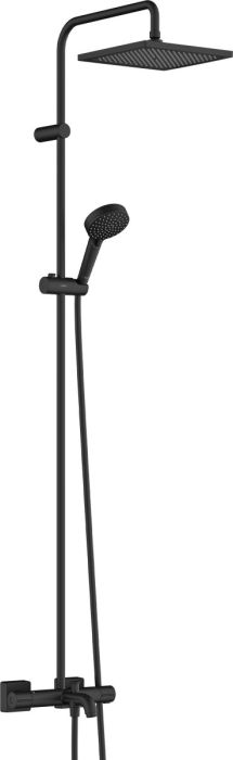 Komplet prysznicowy HANSGROHE Vernis Shape czarny matowy 240 1jet z termostatem wannowym składa się z: głowica prysznicowa, główka prysznicowa, termostat wannowy, wąż prysznicowy, suwak, drążek prysznicowy | 26900670