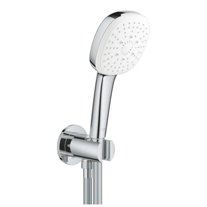 Zestaw prysznicowy 3-strumieniowy GROHE Tempesta Cube słuchawka d110 chrom ze zintegrowanym kolankiem przyłączeniowym elementy składowe: słuchawka prysznicowa Tempesta Cube 110 (27 574), kolanko przyłączeniowe z uchwytem prysznicowym (28 679 000) | 26910
