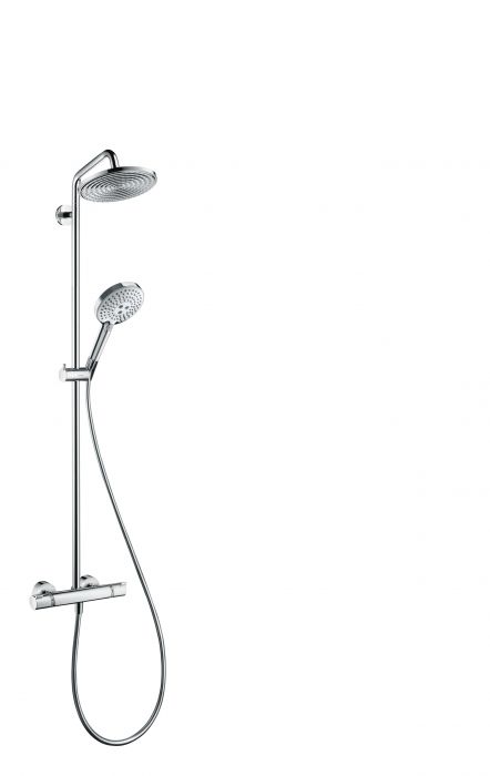 Komplet prysznicowy HANSGROHE Raindance S natynkowy chrom z termostatem w komplecie: głowica prysznicowa, główka prysznicowa, bateria termostatyczna, wąż prysznicowy, suwak  | 27115000