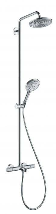 Komplet prysznicowy HANSGROHE Raindance S natynkowy chrom z termostatem w komplecie: głowica prysznicowa, główka prysznicowa, Bateria termostatyczna wannowa, wąż prysznicowy, suwak | 27117000
