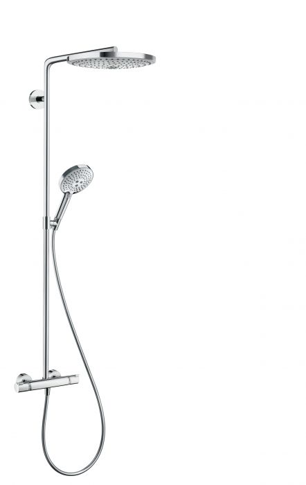 Komplet prysznicowy HANSGROHE Raindance Select S natynkowy chrom z termostatem w komplecie: głowica prysznicowa, główka prysznicowa, bateria termostatyczna, wąż prysznicowy, uchwyt prysznicowy | 27133000