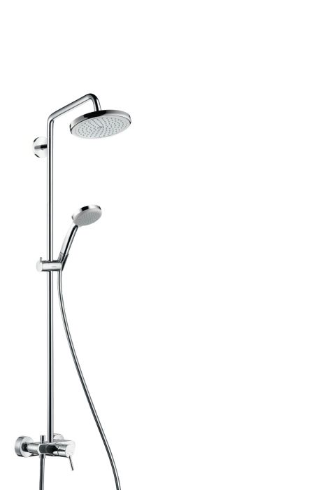 Zestaw prysznicowy HANSGROHE Croma natynkowy chrom zawiera: głowica prysznicowa, główka prysznicowa, bateria prysznicowa, wąż prysznicowy, suwak | 27222000