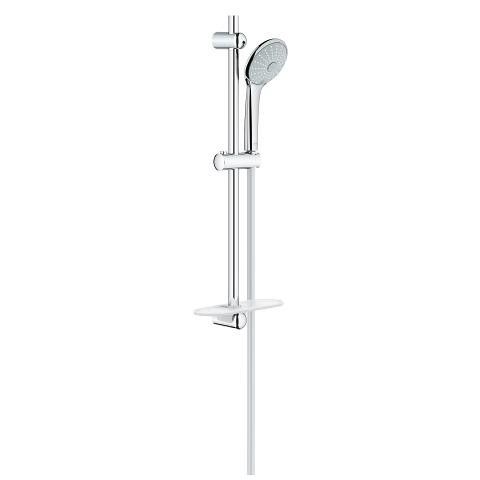 Zestaw prysznicowy z drążkiem prysznicowym, 3-strumienie GROHE Euphoria 110 Massage metalowy chrom zawiera: prysznic ręczny Massage 27239000, drążek prysznicowy 600 mm 27499, Silverflex wąż prysznicowy 1750mm 28388000, półka GROHE EasyReach 27596000 | 27