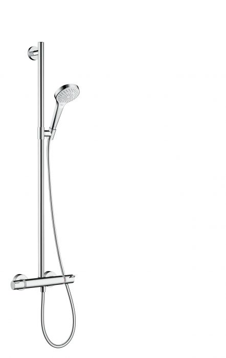 Zestaw prysznicowy HANSGROHE Croma Select S natynkowy biały/chrom zawiera: główka prysznicowa, bateria termostatyczna, wąż prysznicowy, suwak | 27247400