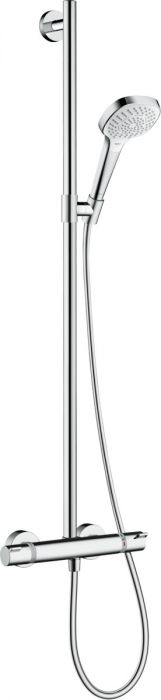 Zestaw prysznicowy HANSGROHE Croma Select E biały/chrom z termostatem zawiera: główka prysznicowa, bateria termostatyczna, wąż prysznicowy, suwak | 27248400