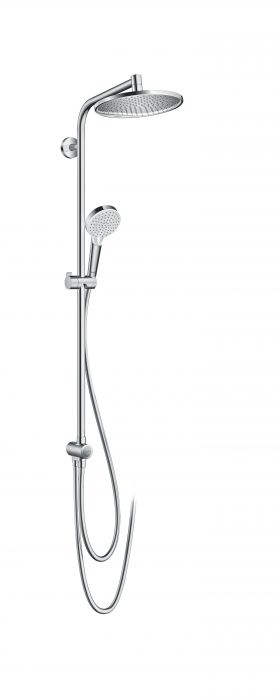 Zestaw prysznicowy HANSGROHE Crometta S natynkowy chrom zawiera: głowica prysznicowa, główka prysznicowa, wąż prysznicowy, suwak, przyłącze węża | 27270000