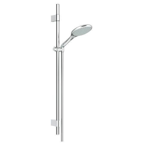Zestaw prysznicowy 2-strumieniowy GROHE Rainshower Solo metalowy chrom zawiera: prysznic ręczny Solo 27272000, drążek prysznicowy 900 mm 28819001 z uchwytami ściennymi, Silverflex wąż prysznicowy 1750 mm 28388000 | 27273001
