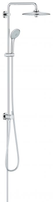 System prysznicowy ścienny GROHE Euphoria metal chrom z przełącznikiem zawiera: deszczownicę 260 x 260 mm, długość ramienia: 450 mm, długość rury: 1011 mm | 27421002