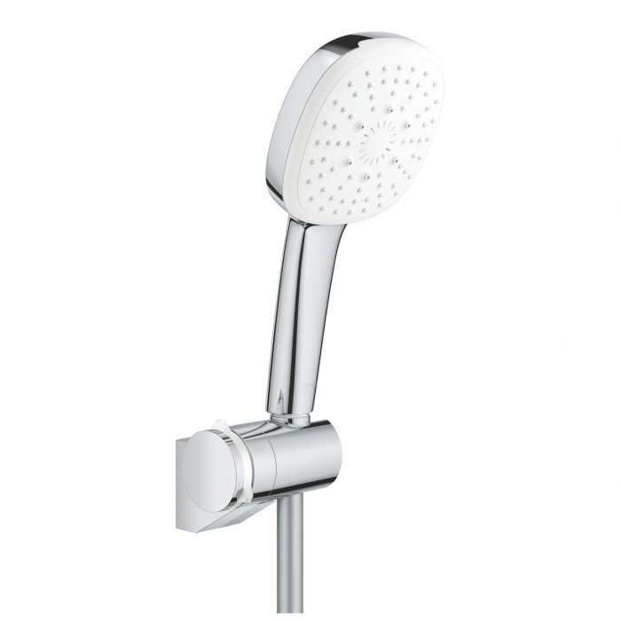 Zestaw prysznicowy 3-strumieniowy GROHE Tempesta Cube słuchawka d110 chrom elementy składowe: słuchawka prysznicowa Tempesta Cube 110 (27 574), regulowany uchwyt ścienny (27 595 000), wąż prysznicowy Relexaflex 1750 mm 1/2" x 1/2" (28 154 001) | 27584003