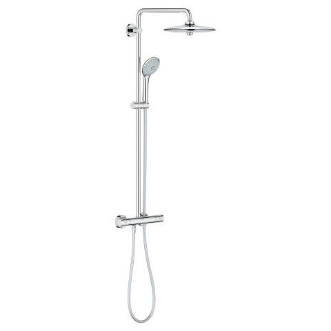 System prysznicowy ścienny GROHE Euphoria System mosiężny chrom z termostatem zawiera: bateria termostatyczna, deszczownica, słuchawka prysznicowa oraz wąż prysznicowy | 27615001