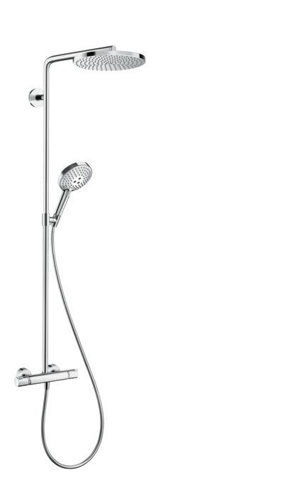 Komplet prysznicowy termostatyczny HANSGROHE Raindance Select S chrom w zestawie: głowica prysznicowa, termostat, prysznic ręczny, wąż, suwak  | 27633000