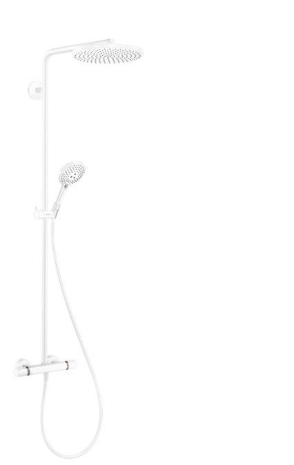 Zestaw prysznicowy HANSGROHE Raindance Select S 240 1jet biały mat w komplecie: głowica prysznicowa, główka prysznicowa, bateria termostatyczna, wąż prysznicowy, suwak | 27633700