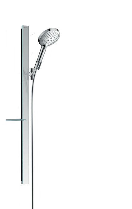 Zestaw prysznicowy HANSGROHE Raindance Select S chrom zawiera: wąż prysznicowy 160 cm (28276000), główka prysznicowa 120 3jet (26530000), mydelniczka Casetta'E (26511000) oraz drążek prysznicowy 90 cm | 27648000