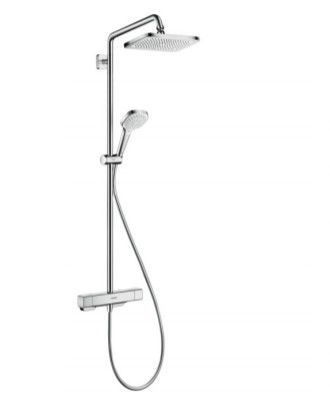 System prysznicowy 1jet EcoSmart 9 l/min HANSGROHE Croma E 280 chrom zawiera: głowicę prysznicową, główkę prysznicową, baterię termostatyczną, wąż prysznicowy | 27660000