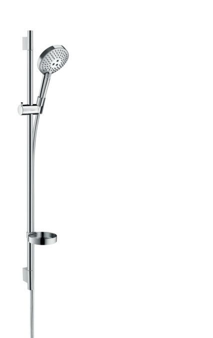 Zestaw prysznicowy HANSGROHE Raindance Select S 120 3jet P średnica: 125 mm chrom 3-strumieniowy w zestawie: drążek prysznicowy S Puro 90 cm z wężem, główka prysznicowa (26014000) i mydelniczka (28679000) | 27667000