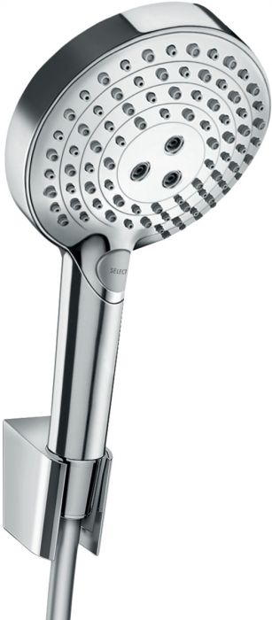 Zestaw prysznicowy punktowy HANSGROHE Raindance Select S 120 3jet P średnica: 125 mm chrom 3-strumieniowy w zestawie: główka prysznicowa 120 3jet P i wąż prysznicowy Porter S 160 cm | 27668000