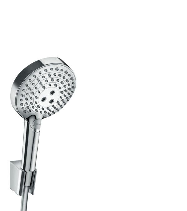 Zestaw prysznicowy punktowy HANSGROHE Raindance Select S 120 3jet P średnica: 125 mm chrom 3-strumieniowy w zestawie: główka prysznicowa 120 3jet P i wąż prysznicowy Porter S 125 cm | 27669000