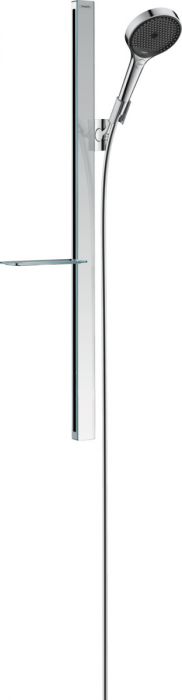 Zestaw prysznicowy 3-strumieniowy HANSGROHE Rainfinity ścienny chrom w komplecie: główka prysznicowa, drążek prysznicowy, półka, wąż prysznicowy, suwak | 27671000