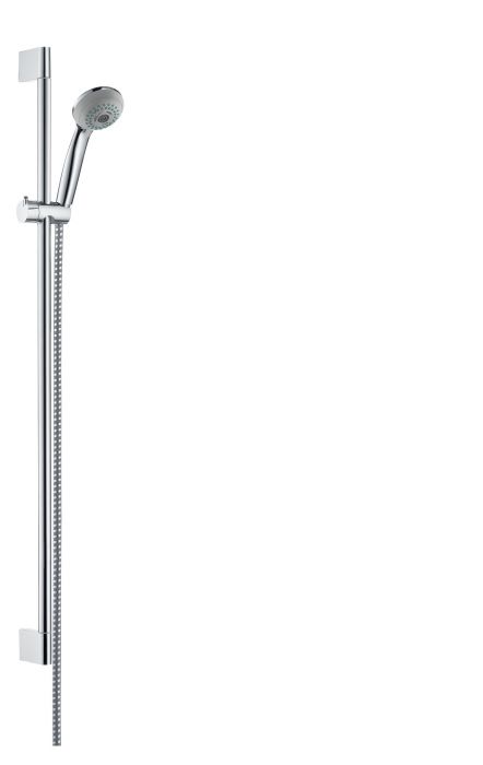 Zestaw prysznicowy HANSGROHE Crometta 85 chrom zawiera: główka prysznicowa, drążek prysznicowy, wąż prysznicowy, suwak | 27766000