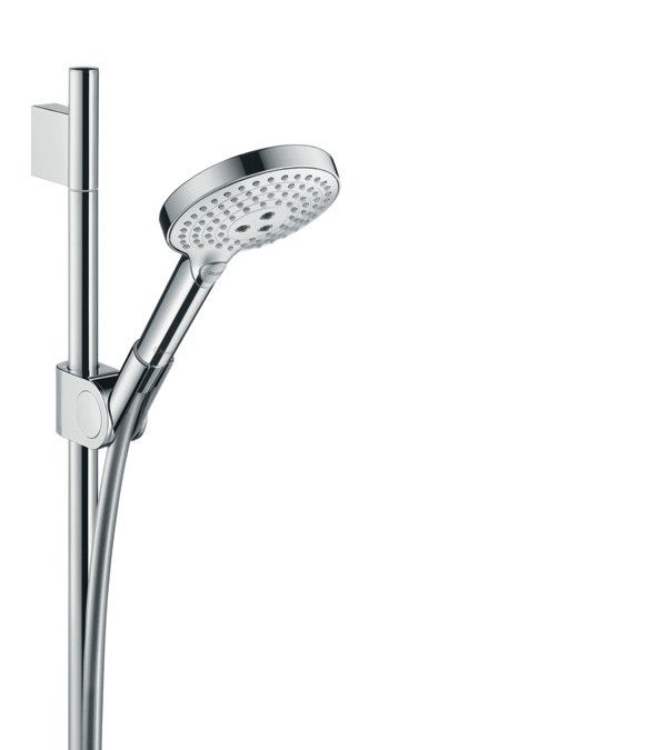 Zestaw prysznicowy HANSGROHE Uno 2 / Raindance Select słuchawka Ø 120 mm, drążek 900 mm, wąż 1600 mm nikiel szczotkowany 120 3jet, strumień: Rain, RainAir, WhirlAir | 27987820