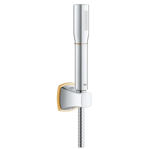 Zestaw prysznicowy GROHE Grandera metalowy chrom/złoty zawiera: prysznic ręczny 26037000, ścienny uchwyt prysznicowy 27969, wąż prysznicowy Rotaflex 1500mm 28417000 | 27993IG0