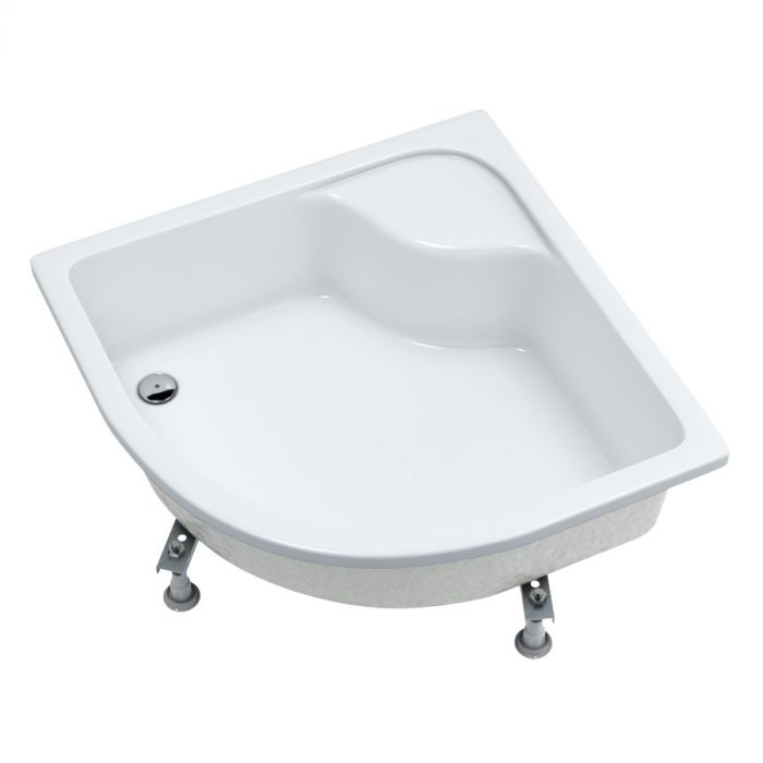Brodzik akrylowy STANDARD PLUS półokrągły z siedziskiem SCHEDPOL DORIS 900 /10900 /10410 /10cm biały | 3223