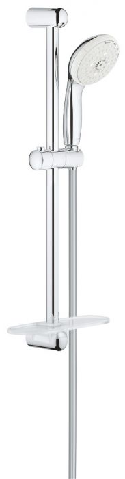Zestaw prysznicowy 4 strumienie GROHE Tempesta 100 chrom zawiera: prysznic ręczny (28421002), drążek prysznicowy, 600 mm (27523000), wąż prysznicowy Relexaflex 1750 mm 1/2" x 1/2" (28154001), półka GROHE EasyReach (27596000) | 28436002