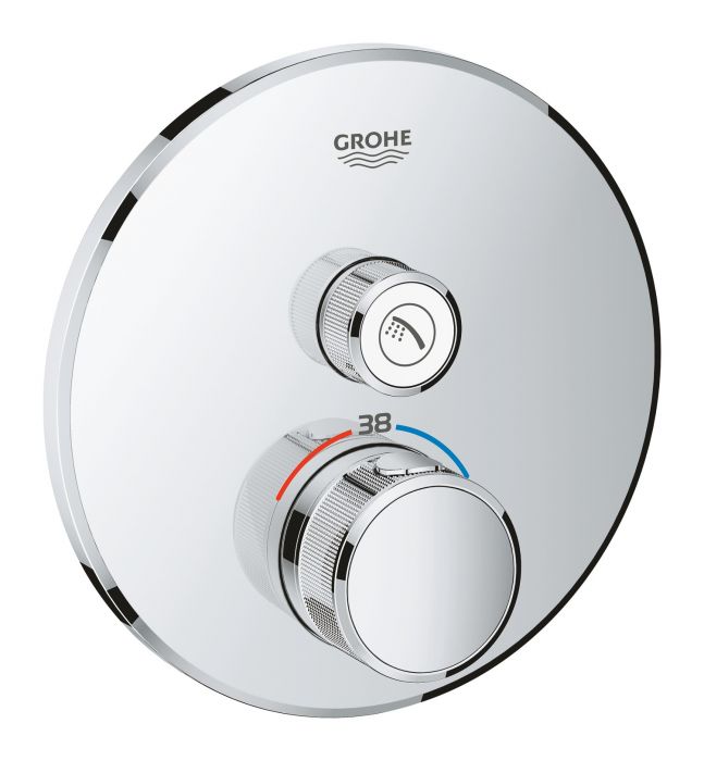 Grohtherm SmartControl element natynkowy do montażu gotowego z 35600000 do obsługi jednego wyjścia wody mosiądz d158 chrom przełącznik SmartControl, głowica TurboStat, SafeStop i SafeStop Plus,