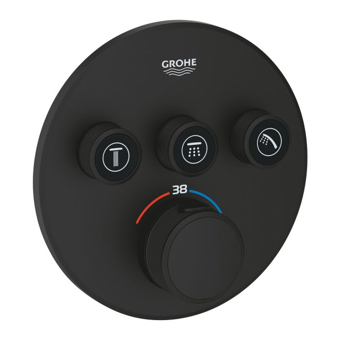 Element natynkowy do montażu z elementem podtynkowym Rapido SmartBox 35600000/35604000 do baterii termostatycznej GROHE GROHTHERM SMARTCONTROL phantom black | 29508KF0
