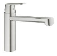 Eurosmart Cosmopolitan bateria zlewozmywakowa stojąca 1-uchwytowa 1-otworowa z obrotową wylewką 140° SilkMove głowica ceramiczna 35 mm mosiężna zasięg wylewki 221 mm DN 15 stal nierdzewna