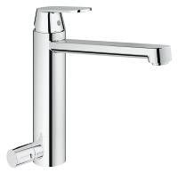 Eurosmart Cosmopolitan bateria zlewozmywakowa stojąca 1-uchwytowa 1-otworowa z obrotową wylewką 140° Long-Life Shine, SilkMove mosiężna zasięg wylewki 221 mm DN 15 chrom
