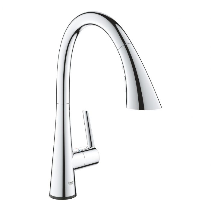 Bateria kuchenna stojąca elektroniczna GROHE Zedra SmartControl 1-uchwytowa 1-otworowa mosiężna chrom z wyciąganą wylewką z 3 rodzajami strumienia | 30219002