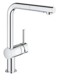 Minta bateria zlewozmywakowa stojąca 1-uchwytowa 1-otworowa z wyciąganą obrotową wylewką L 360° zasięg wylewki 223 mm chrom