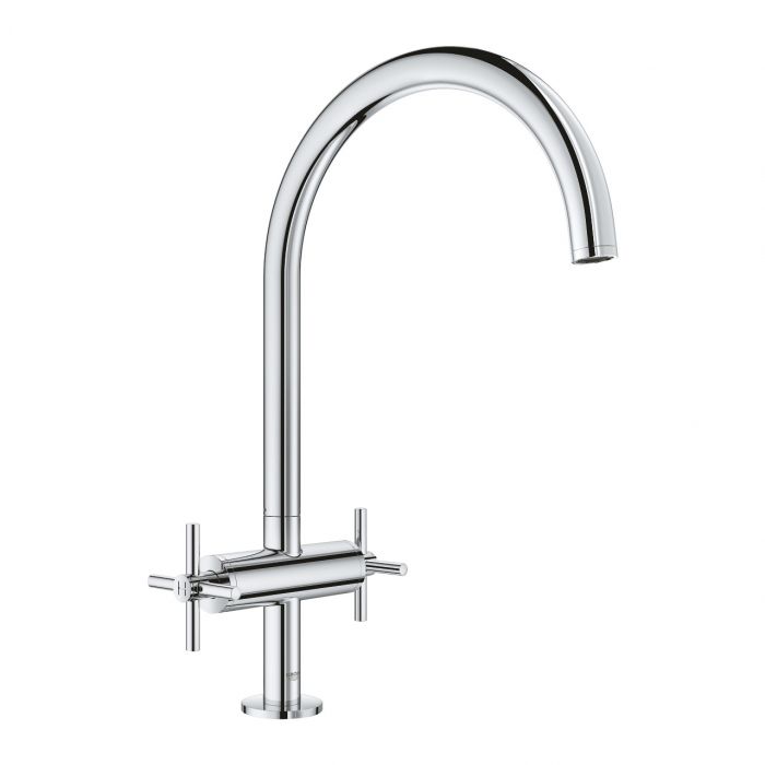 Bateria zlewozmywakowa stojąca GROHE Atrio 2-uchwytowa 1-otworowa mosiężna chrom z wylewką C  | 30362000