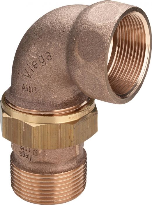 Dwuzłączka gwintowana z brązu z wielokątem, uszczelnienie płaskie, pod kątem GZ x GW 3/4" 3088