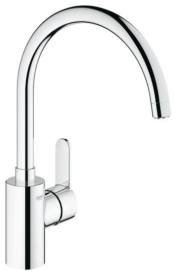 Eurostyle Cosmopolitan bateria zlewozmywakowa wysoka stojąca 1-uchwytowa 1-otworowa do otwartych term bezciśnieniowych z obrotową wylewką Long-Life Shine, SilkMove głowica ceramiczna 35 mm mosiężna zasięg wylewki 224 mm DN 15 chrom