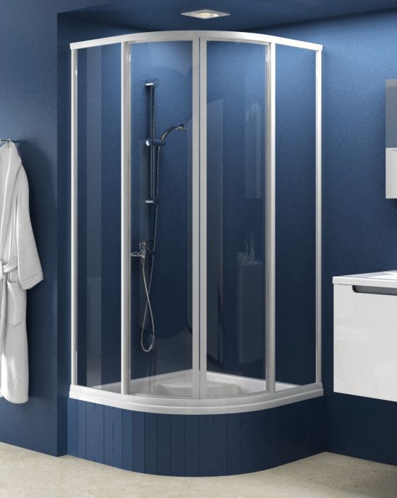 Kabina narożna, rozsuwana, 4-częściowa półokrągły RAVAK Supernova SKCP4-90 900 x 1700 mm satin szkło hartowane Pearl bez powłoki | 31177VU0011