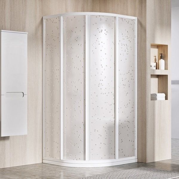 Kabina 4-częściowa, drzwi przesuwne półokrągły RAVAK Supernova SKCP4-90 900 x 1950 mm biała szkło hartowane Pearl | 3117O10211