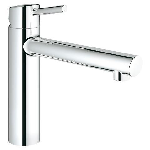 Concetto bateria zlewozmywakowa stojąca do montażu podokiennego 1-uchwytowa 1-otworowa z obrotową wylewką 140° Long-Life Shine, SilkMove głowica ceramiczna 35 mm mosiężna zasięg wylewki 198 mm DN 15 chrom