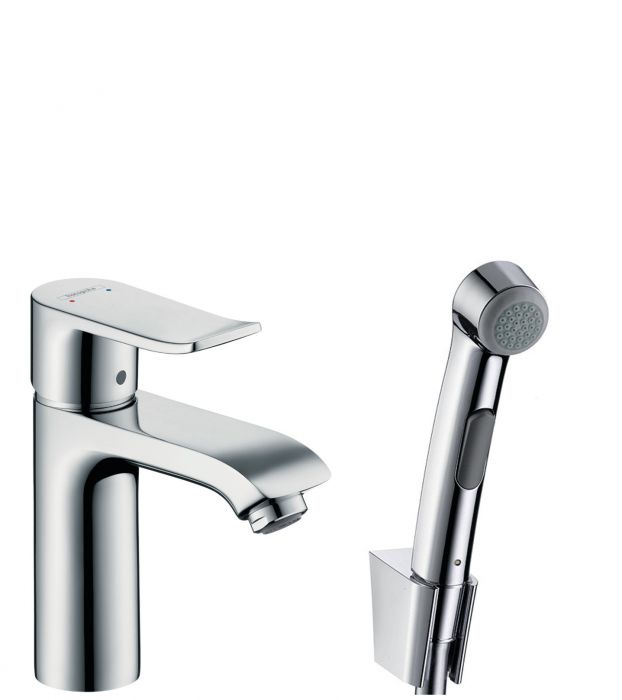 Zestaw prysznicowy HANSGROHE Metris Bidette zasięg wylewki: 116 mm chrom zawiera: 1-uchwytowa bateria umywalkowa, główka bidette, uchwyt prysznicowy, wąż prysznicowy  | 31285000