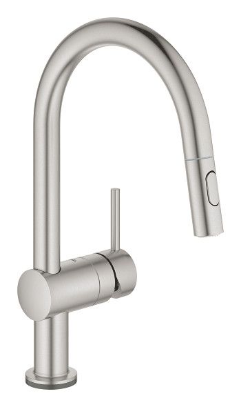 Bateria zlewozmywakowa stojąca elektroniczna GROHE Minta Touch 1-uchwytowa 1-otworowa mosiężna DN 15 stal nierdzewna z wyciąganą obrotową wylewka C | 31358DC2
