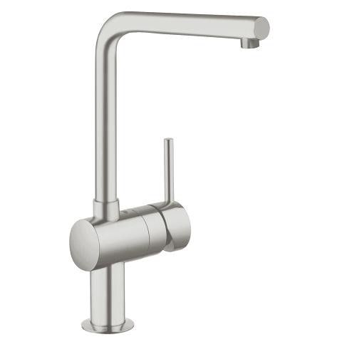 Minta bateria zlewozmywakowa stojąca 1-uchwytowa 1-otworowa z obrotową wylewką L SilkMove głowica ceramiczna 46 mm zasięg wylewki 210 mm DN 15 stal nierdzewna