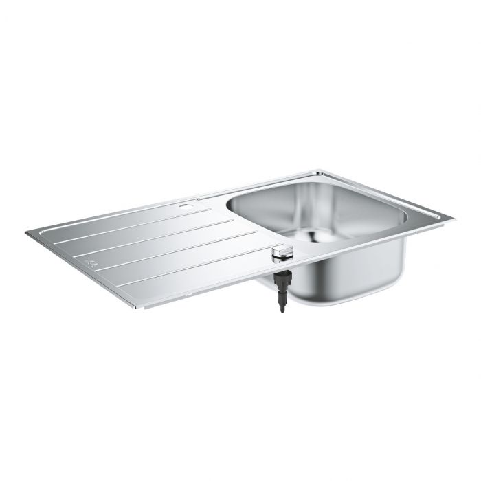 Zlewozmywak blatowy 1-komorowy z ociekaczem Long-Life Shine, Whisper, FastFixation GROHE K200 45-S 86/50 1.0 860 x 175 x 500 mm | 31552SD1