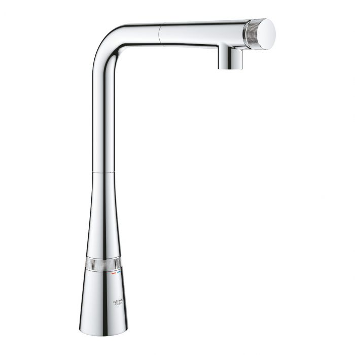 Bateria zlewozmywakowa stojąca GROHE Zedra SmartControl 1-uchwytowa 1-otworowa mosiężna chrom z wyciąganą obrotową wylewką 140° | 31593002
